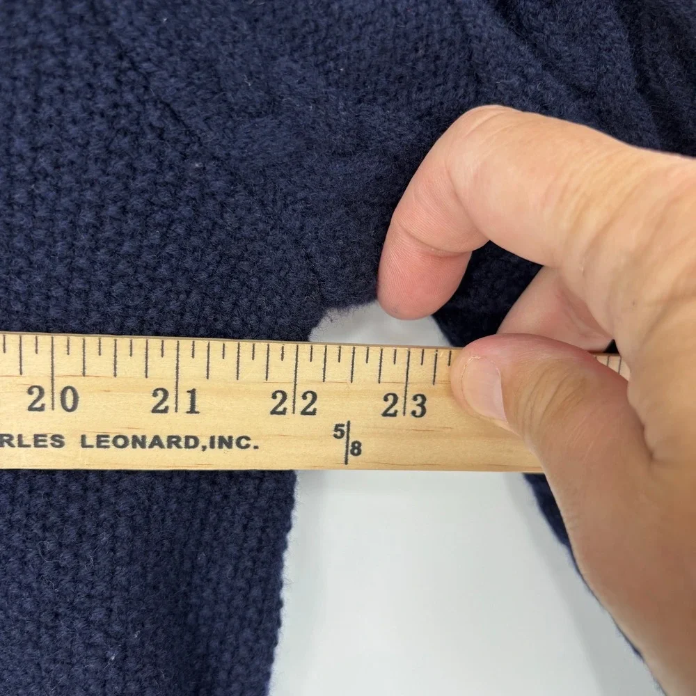 Brooks Brothers Scottish Lambswool Cable Knit Full Zip Sweater Men M Navy Blue
